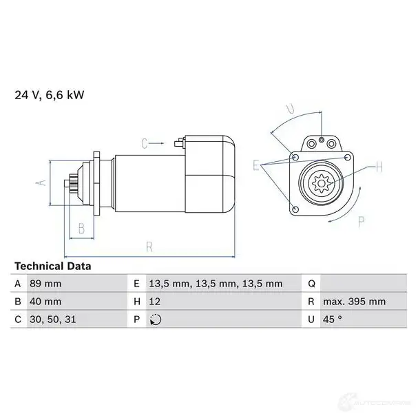 Стартер BOSCH 331196 0986015670 OI9O7 1 567 изображение 0