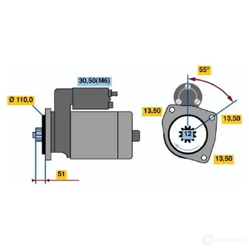 Стартер BOSCH 63259812 0001241014 K18LG2M HEF95-L 24V (R)
