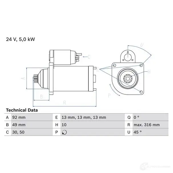 Стартер BOSCH EL57KI 2 343 331737 0986023430
