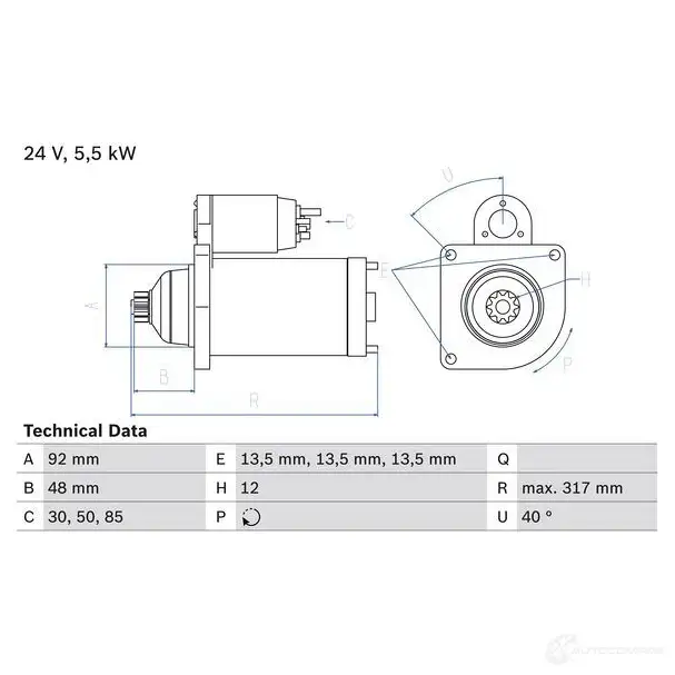 Стартер BOSCH 331681 PI71QV 0986022640 22 64