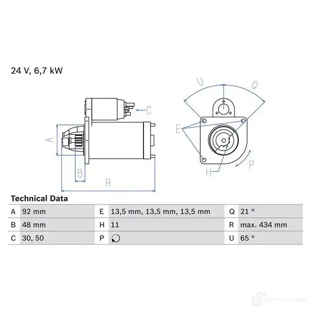 Стартер BOSCH 331347 0986017760 1RHWSB 177 6 изображение 0