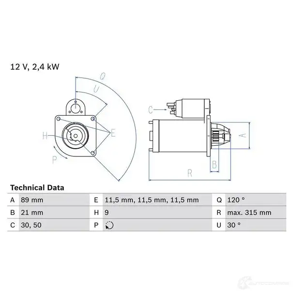 Стартер BOSCH 0986011020 330912 1 102 RG4OQJE
