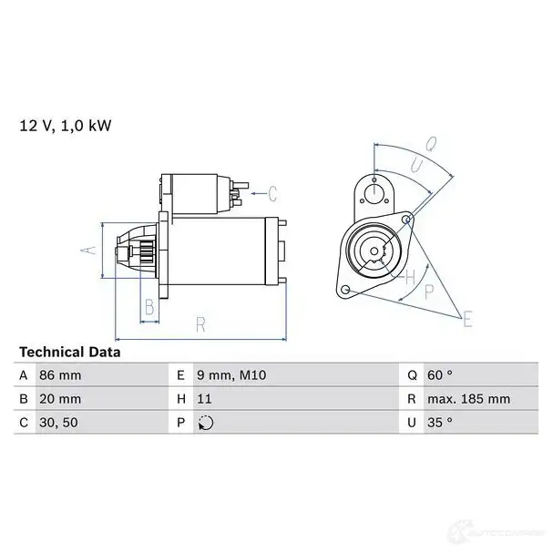 Стартер BOSCH 27 03 YGP4V 0986027030 1425135290 изображение 0