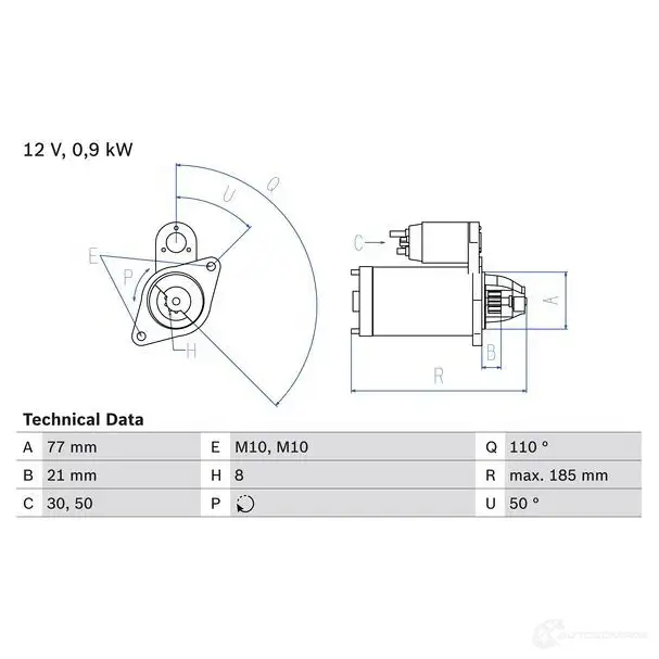 Стартер BOSCH 29 03 331928 K450U 0986029030