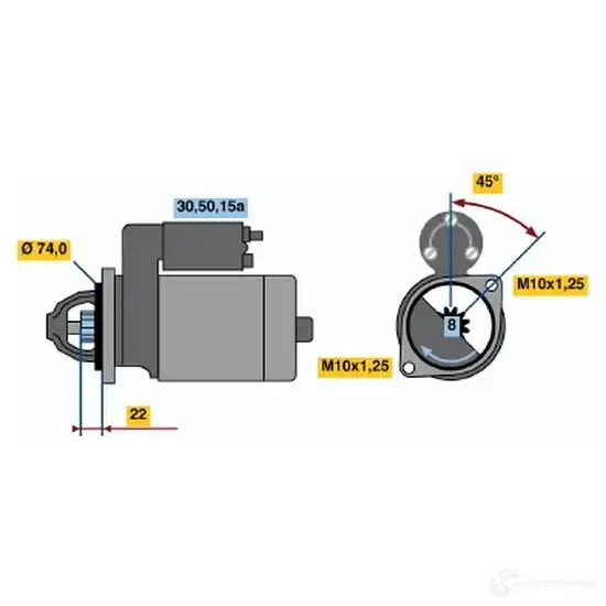 Стартер BOSCH 330978 RPNXZ9 12 28 0986012281 изображение 0