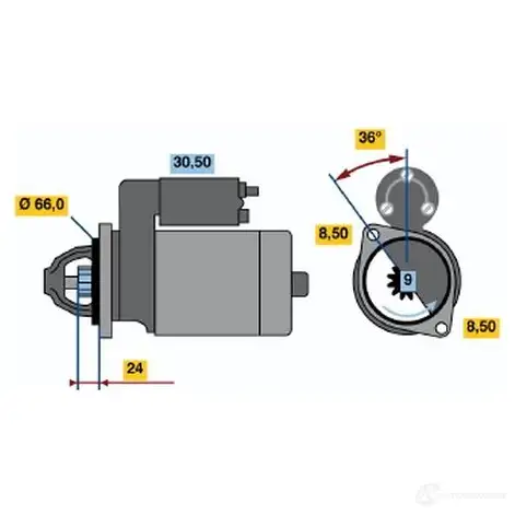 Стартер BOSCH 330955 0986011671 SMM8FQ 11 67 изображение 0