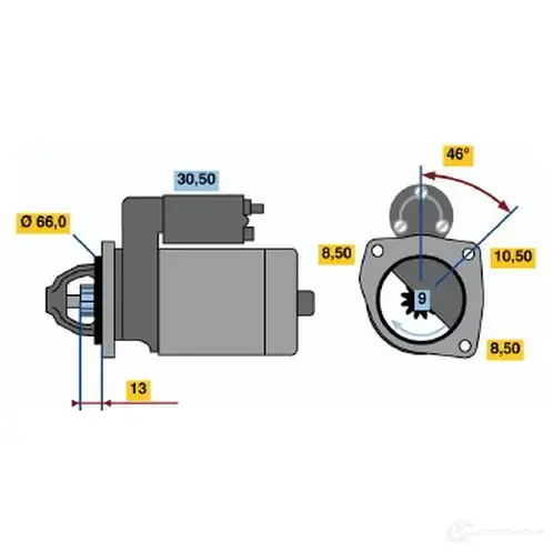 Стартер BOSCH 0986011651 330954 11 65 KR0ZU9 изображение 0