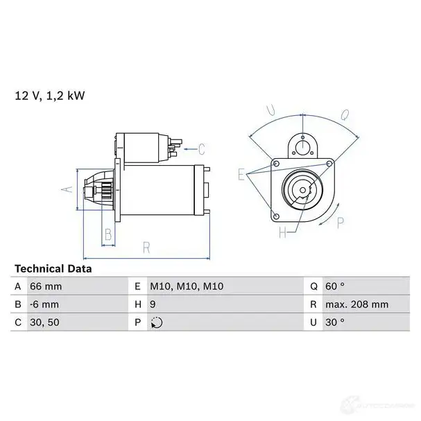 Стартер BOSCH 138 6 C6N1DEE 331085 0986013861