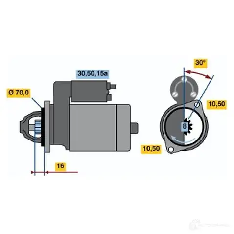 Стартер BOSCH 12 11 330970 KK0O4IQ 0986012111