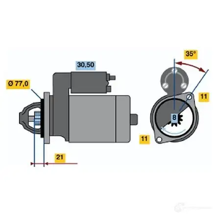 Стартер BOSCH 0986014151 331101 7N3XD 14 15