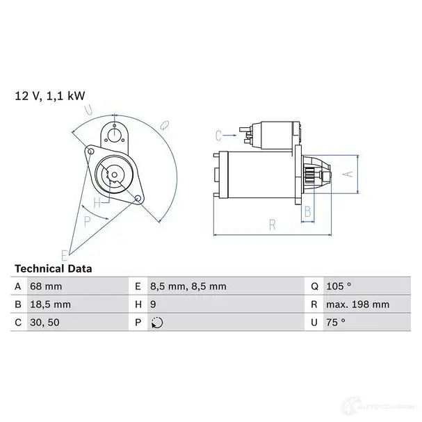 Стартер BOSCH 0986026120 331920 Z16NE02 261 2 изображение 0