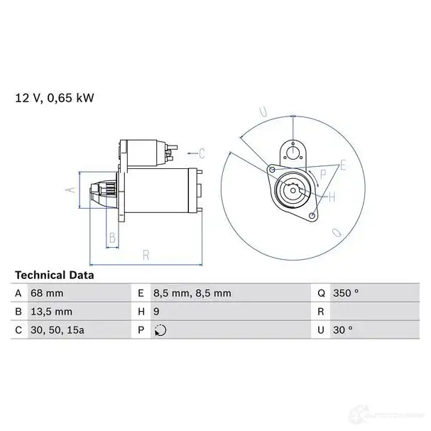 Стартер BOSCH 330852 10 04 0986010040 NYIJ3H изображение 0