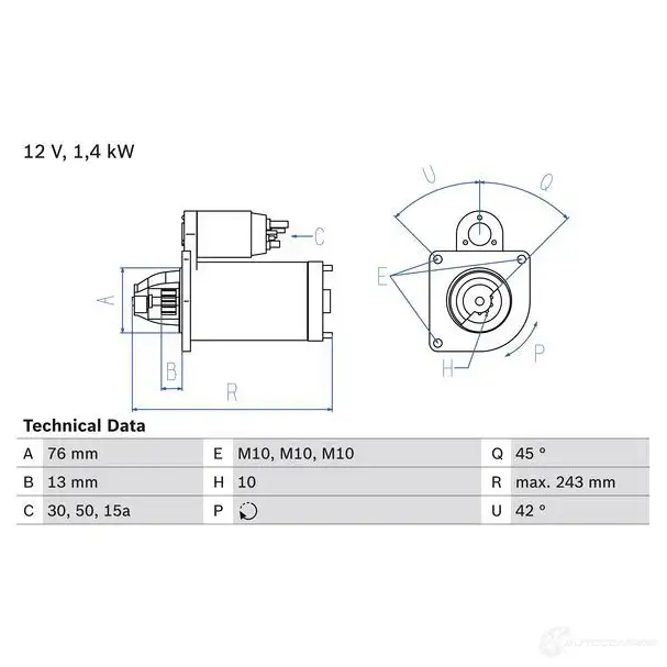 Стартер BOSCH 331172 1 515 0986015150 T7B0R