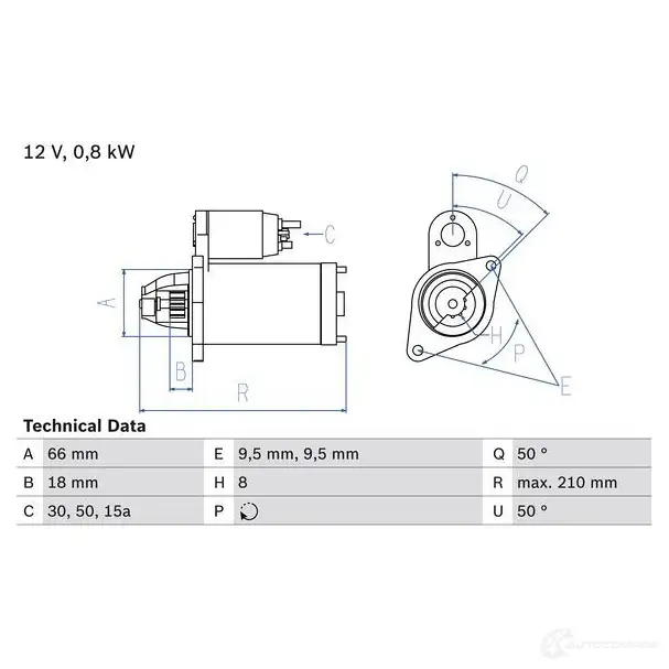 Стартер BOSCH D19E1TJ 1 288 331012 0986012881 изображение 0