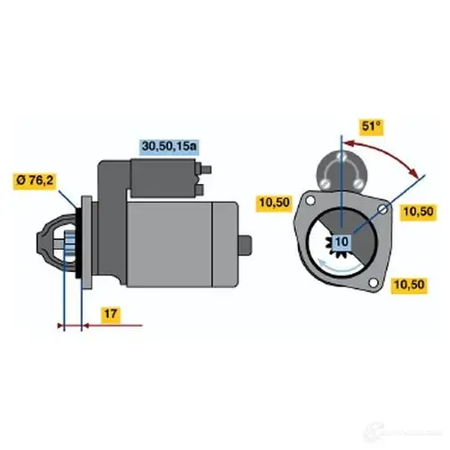 Стартер BOSCH 0986013220 13 22 W9H7VLQ 331036