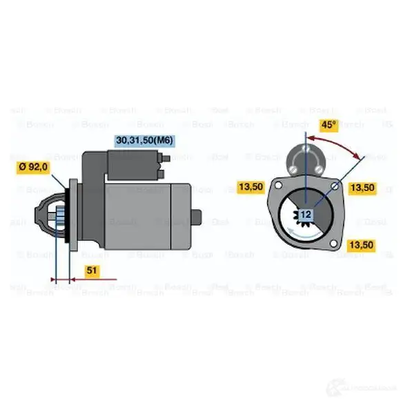 Стартер BOSCH 0001231004 NM4W5WU 303681 EV (R) 24V 4,0 kW изображение 4