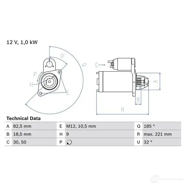 Стартер BOSCH 331277 0986016880 AHMXH 168 8 изображение 0