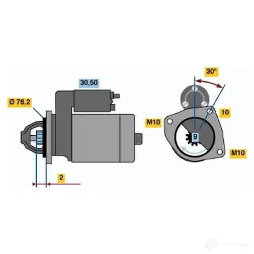 Стартер BOSCH 331360 1 791 4DV592 0986017910 изображение 0