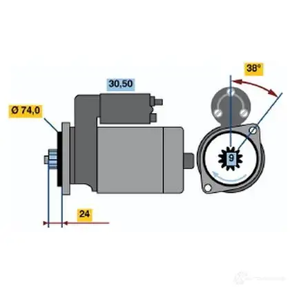 Стартер BOSCH 331061 0986013571 7OZ83G 13 57 изображение 0
