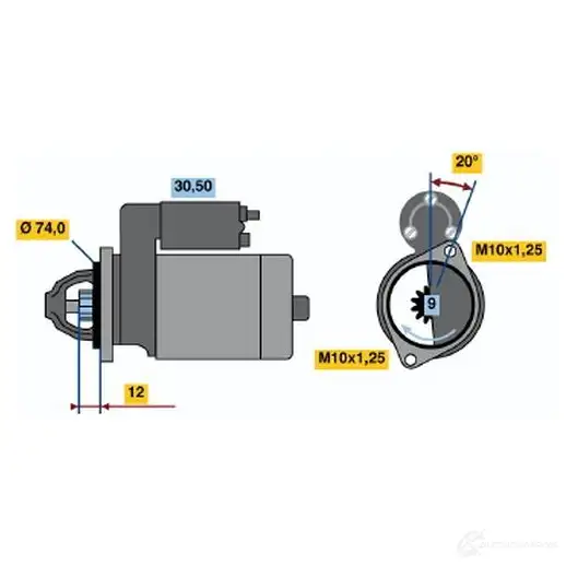 Стартер BOSCH 1 453 0986014531 IV44RP 331127