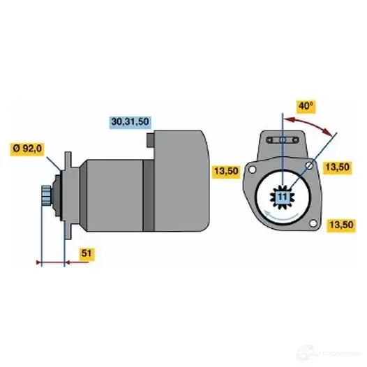 Стартер BOSCH 331048 B9E3ZM 0986013420 1 342