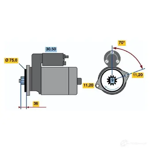 Стартер BOSCH 2CPQT 331093 0986014051 1 405 изображение 0