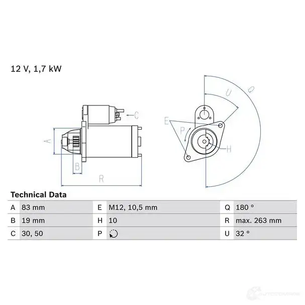 Стартер BOSCH 3YM65S 0986018210 182 1 331387