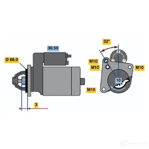 Стартер BOSCH 331424 1QNVI 0986018591 1 859