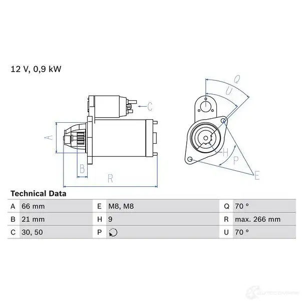 Стартер BOSCH 1 020 330856 0986010200 1TZRMLH изображение 0