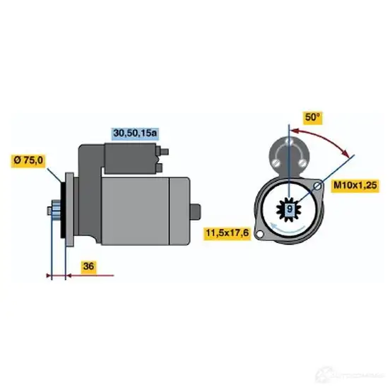 Стартер BOSCH SPO30U 331092 0986014041 14 04 изображение 0