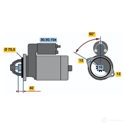 Стартер BOSCH JH0H3 199 9 0986019991 331509