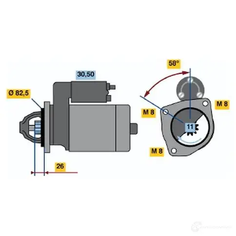 Стартер BOSCH 0986010290 102 9 330862 R9L4J3W изображение 0