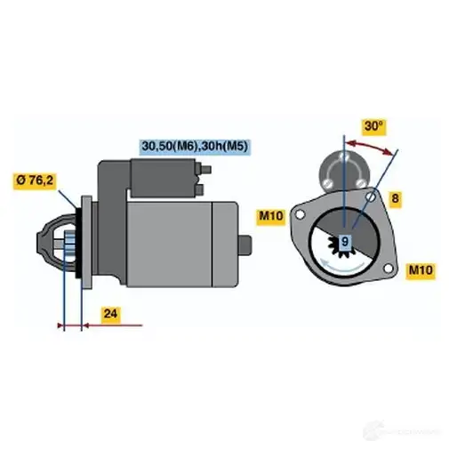 Стартер BOSCH 0986018460 1 846 VZFJM 331410 изображение 0