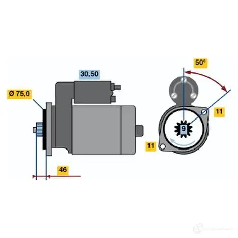 Стартер BOSCH 19 05 331468 ZP38A44 0986019051 изображение 0