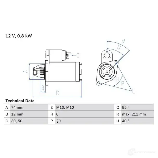 Стартер BOSCH 260 7 331918 5MI2G 0986026070