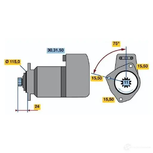 Стартер BOSCH YMPGX9U 0986013430 1 343 331049 изображение 0