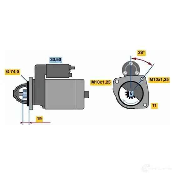 Стартер BOSCH 331573 0986020731 W5020E 20 73 изображение 0