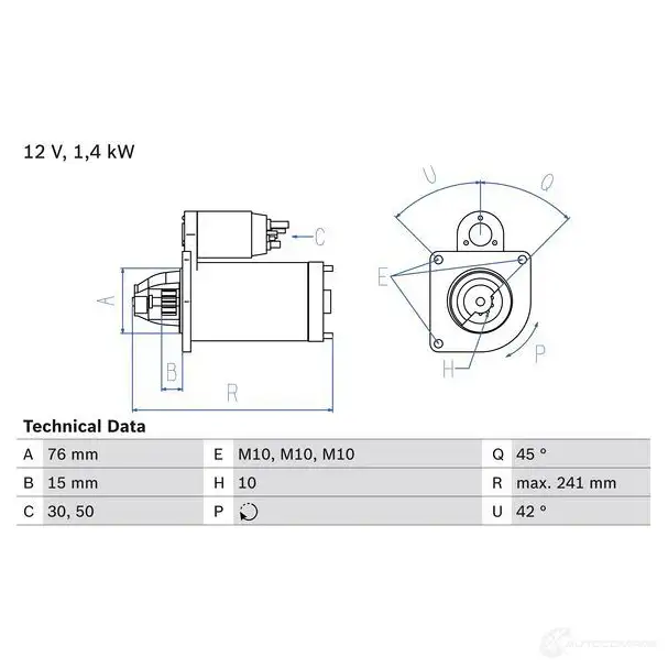 Стартер BOSCH 331241 1DIOPCS 163 5 0986016350 изображение 0