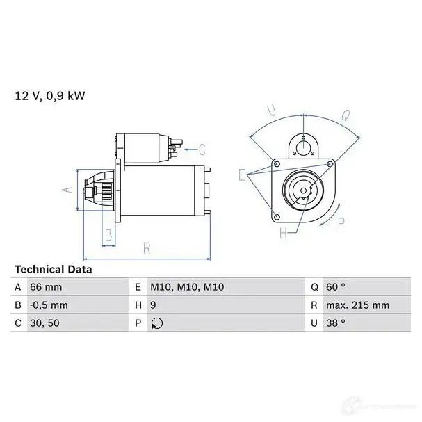 Стартер BOSCH 331261 KC4VI7 0986016600 1 660