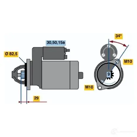 Стартер BOSCH 0986010890 DZITY 10 89 330899