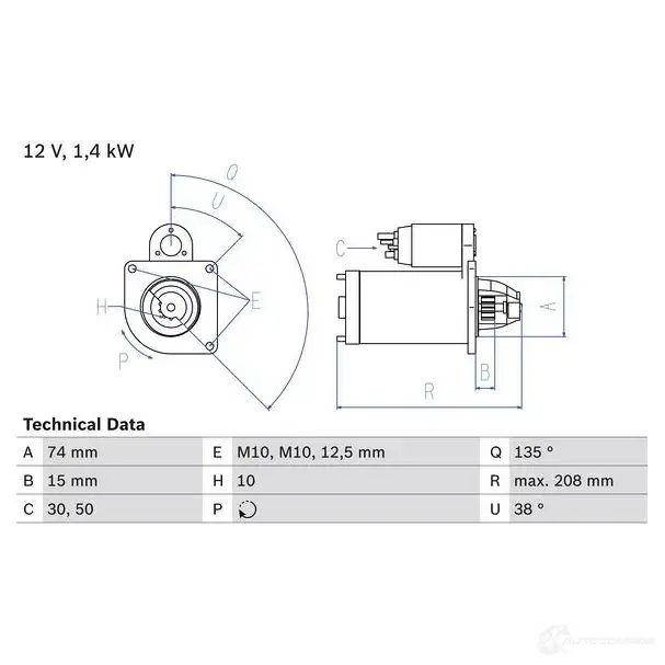 Стартер BOSCH 0986016011 88U1G3S 1 601 331212