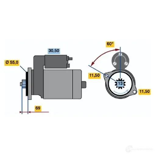 Стартер BOSCH 2 063 331566 9SSQWO 0986020631