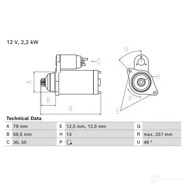 Стартер BOSCH 0986026340 I8LH V 1439278857