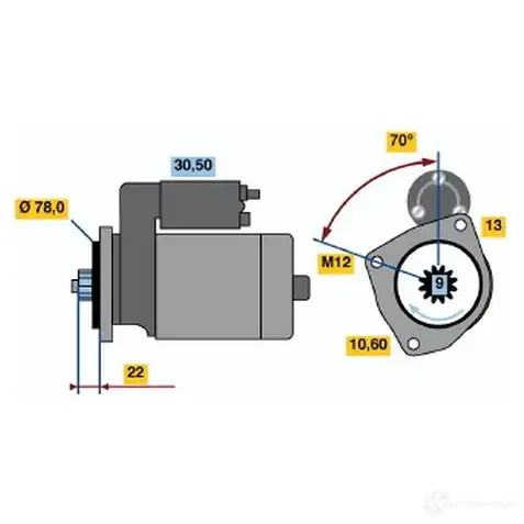 Стартер BOSCH 1 616 0986016161 331223 UVN9X3 изображение 0