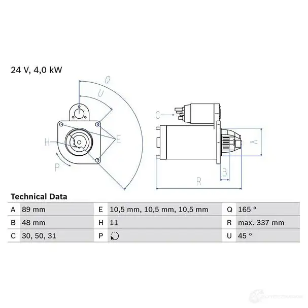 Стартер BOSCH 20 19 0986020190 WE6AO3 331524 изображение 0