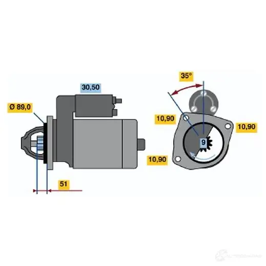 Стартер BOSCH 330940 9V6Y6F 0986011370 113 7