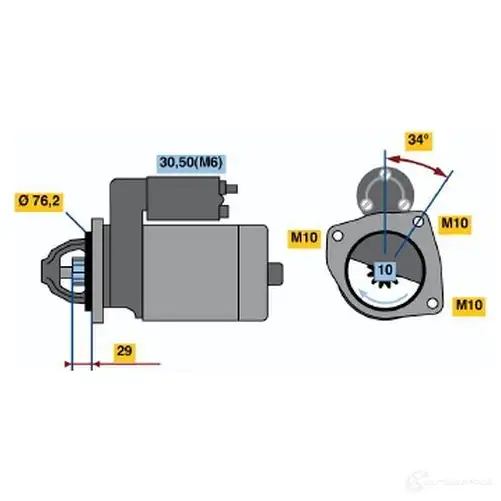 Стартер BOSCH 0986021580 331625 21 58 R1KE0I изображение 0