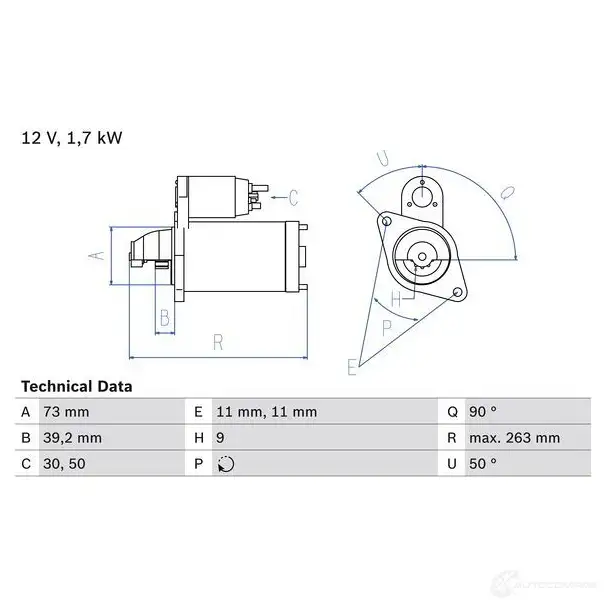 Стартер BOSCH 331323 4O2AW 174 4 0986017440 изображение 0