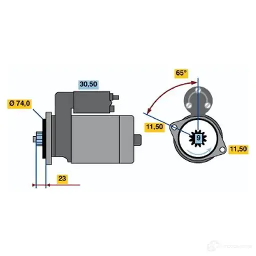 Стартер BOSCH 0986013981 139 8 331090 EMHT4 изображение 0