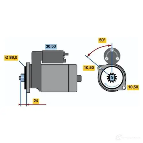 Стартер BOSCH 1 409 331097 0986014091 2PM0WH изображение 0